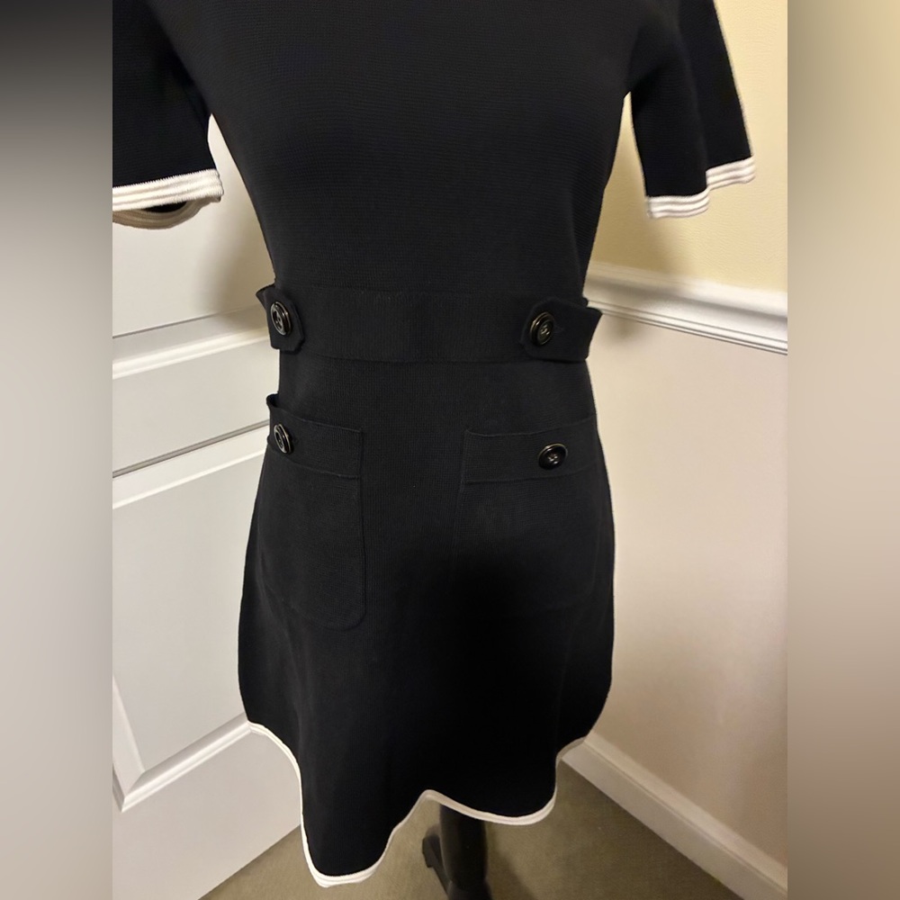 NWOT Kate spade patch pocket knit buttons black and white dress size small - Picture 4 of 7